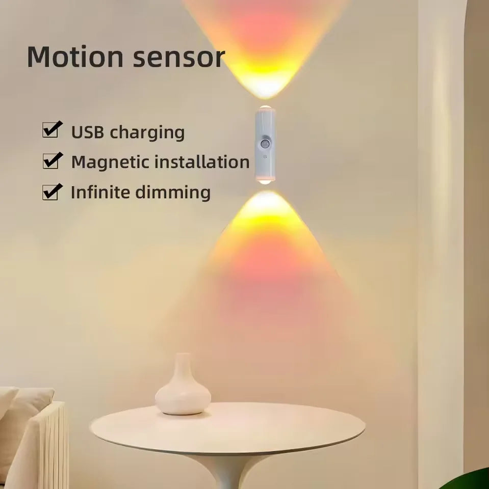 LED Night Lights Double-head Sunset Wall Lamp Motion Sensor RGB Ambient Light Magnetic USB Rechargeable Party Corridor Closets