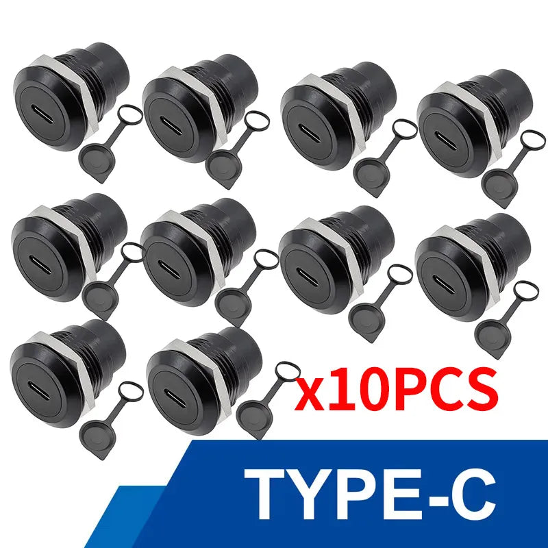 10Pcs Metal D‑Type Panel Mount Socket RJ45 CAT6 HDMI USB3.0 Straight Through Network Connector Module Round Panel Mount Adapter