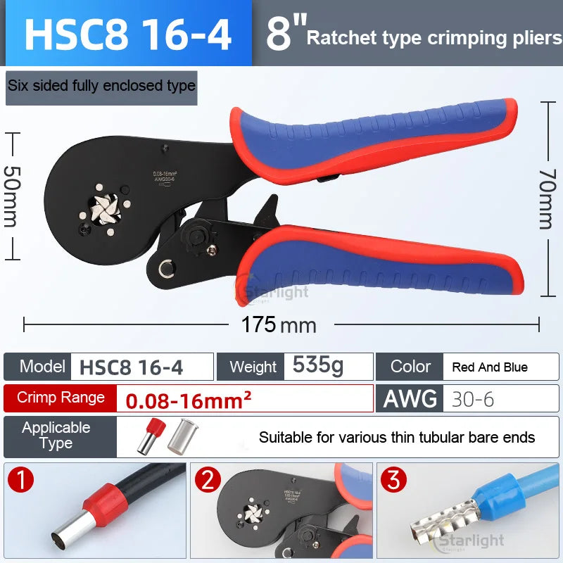 HSC8 6-4A 6-6A VE TE Pliers Self-Adjusting Crimping  Electrical Wire Ferrule Pin Terminal Connectors Crimping Tool Hand pliers