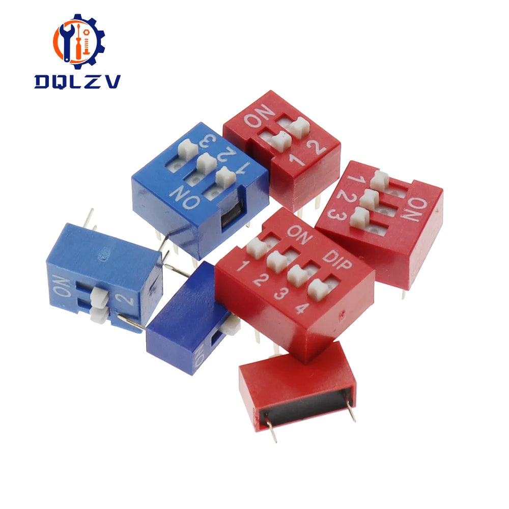 10PCS Slide Type Switch Module 1 2 3 4 5 6 7 8 10PIN 2.54mm Position Way DIP Pitch Toggle Switch Blue Snap Switch Dial