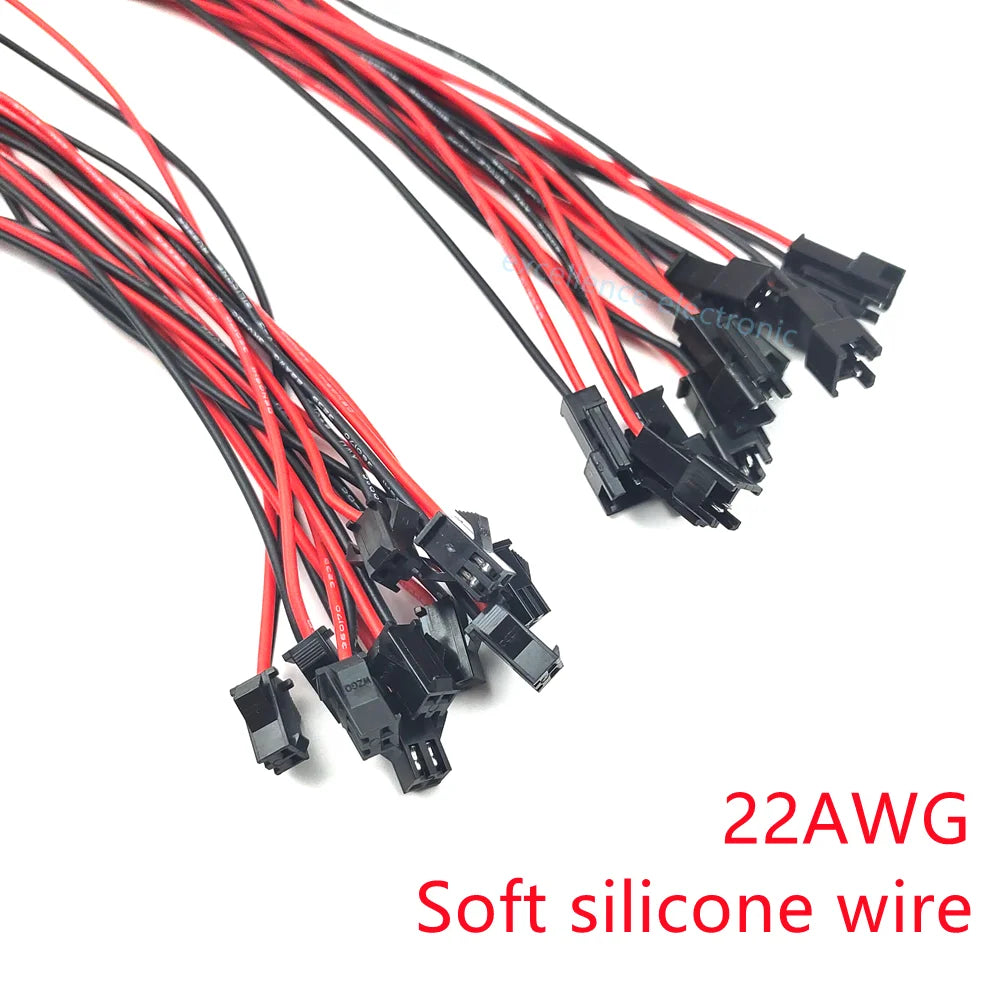 5/10Pairs 2pin SM JST 20cm 22AWG Silicone Cable Female/Male Connectors for Led Strip RGB 5050 3528 WS2801 APA02 WS2815 WS2813