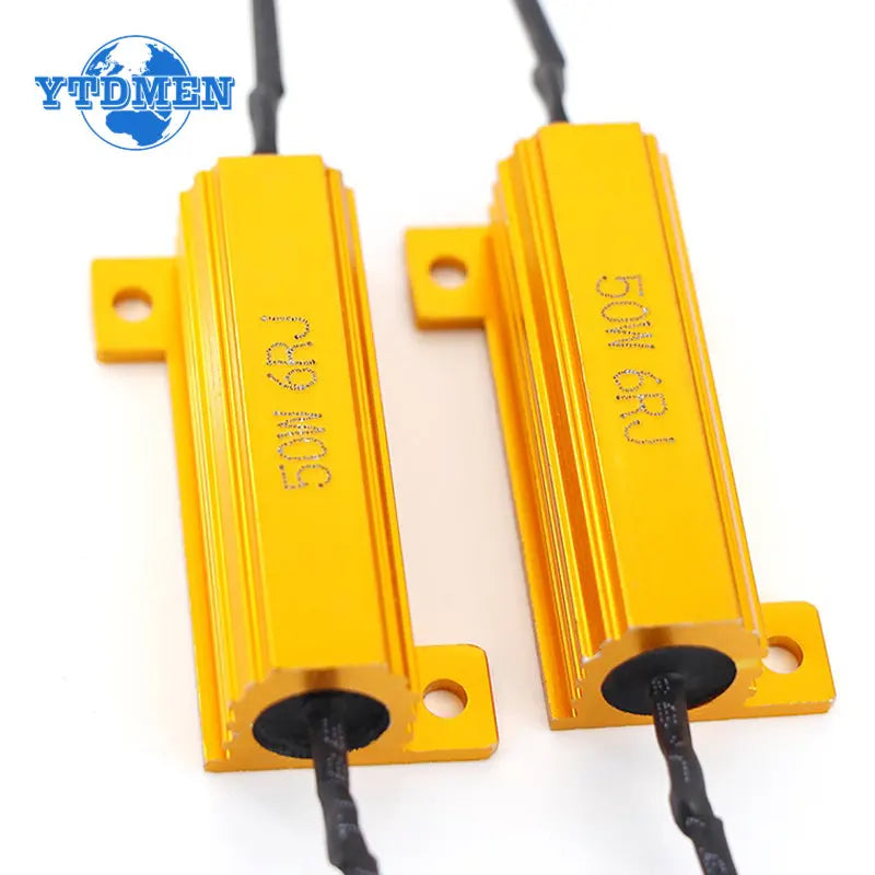 2PCS Load Resistor for LED 50W 6 ohm 25W 8 ohm Wirewound Resistor Aluminum shell power Resistors, for Car Turn Signal lamp