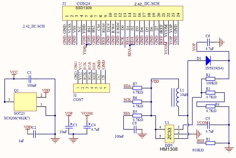 DIYUSER 2.4" 2.42 Inch 128x64 OLED LCD Display Module SSD1309 12864 4 Pin IIC I2C SPI Serial Interface C51