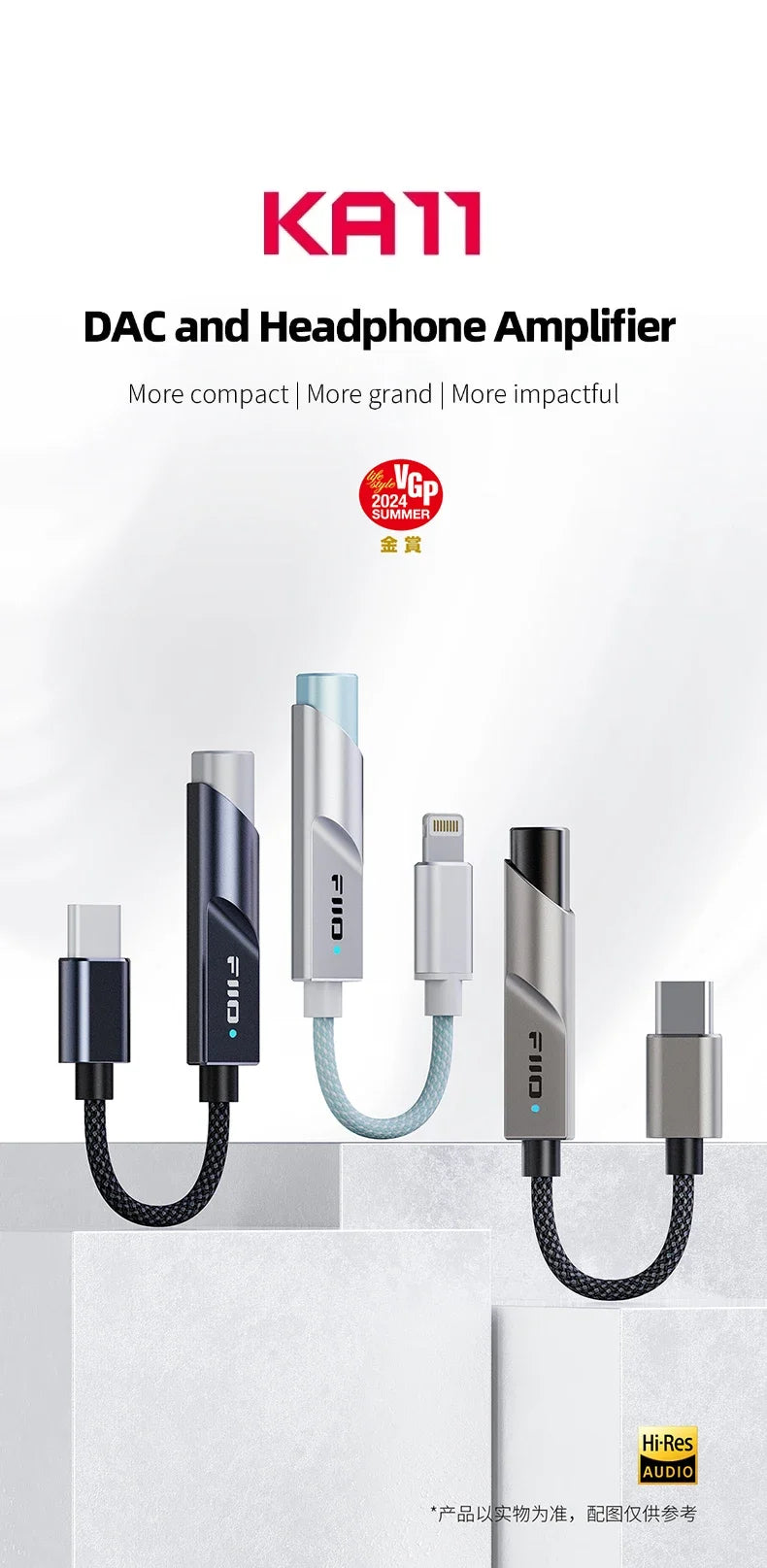FiiO JadeAudio KA11 USB DAC AMP Hi-Res Audio Type-C to 3.5mm Adapter USB Dongle DAD256