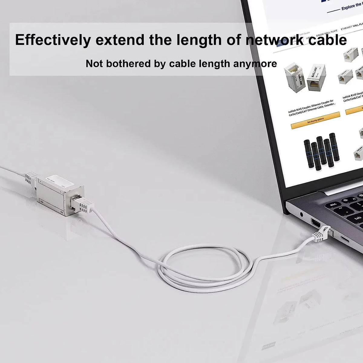 Cat7/Cat6A Cable Female to Female Ethernet Coupler RJ45 Ethernet Extender 10Gbps Computer Accessories Inline Coupler Straight