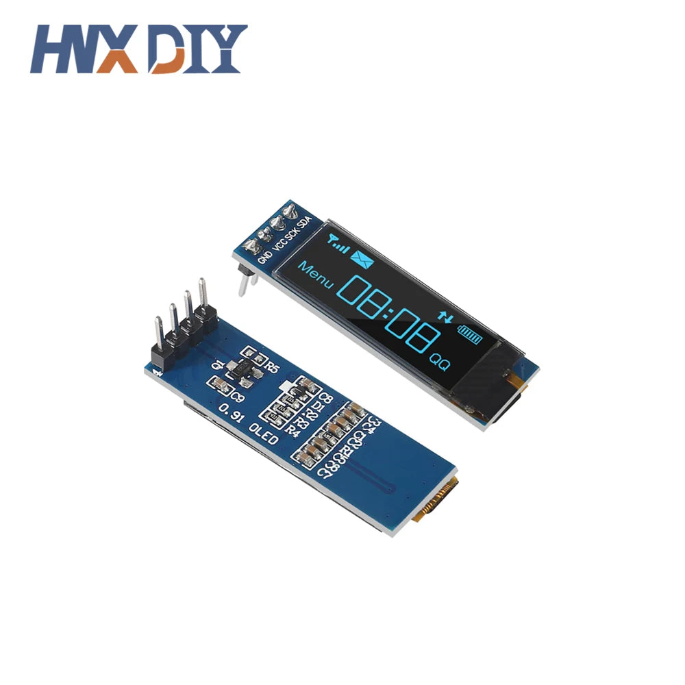1-10pcs 0.91 Inch 128x32 IIC I2C White / Blue OLED LCD Display DIY Module SSD1315 Driver IC DC 3.3V 5V for Arduino