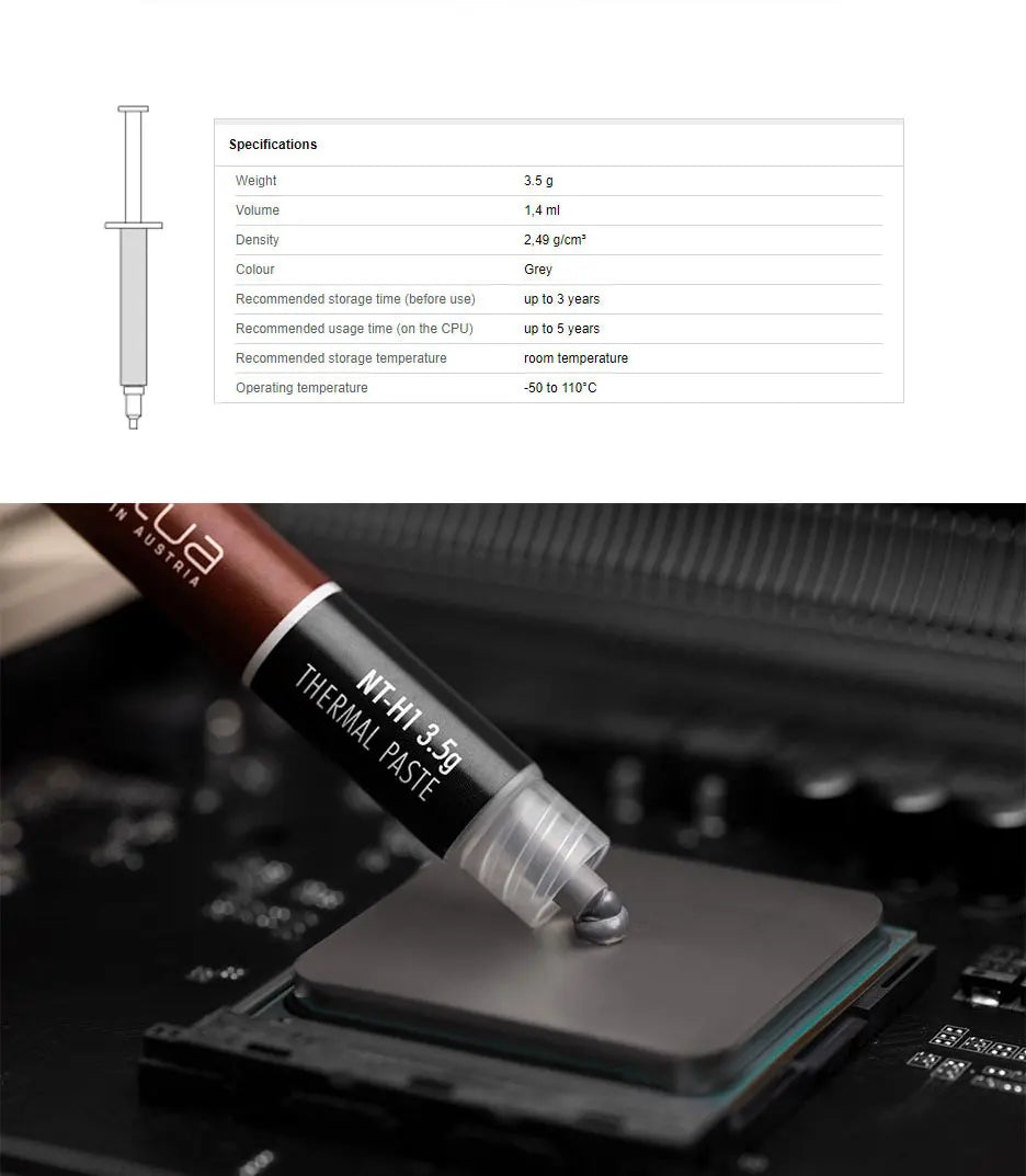 Noctua NT-H2 NT-H1 3.5g 10g Thermal Conductive grease paste For Notebook Graphics CPU Thermal Conductive Grease Chassis Radiator