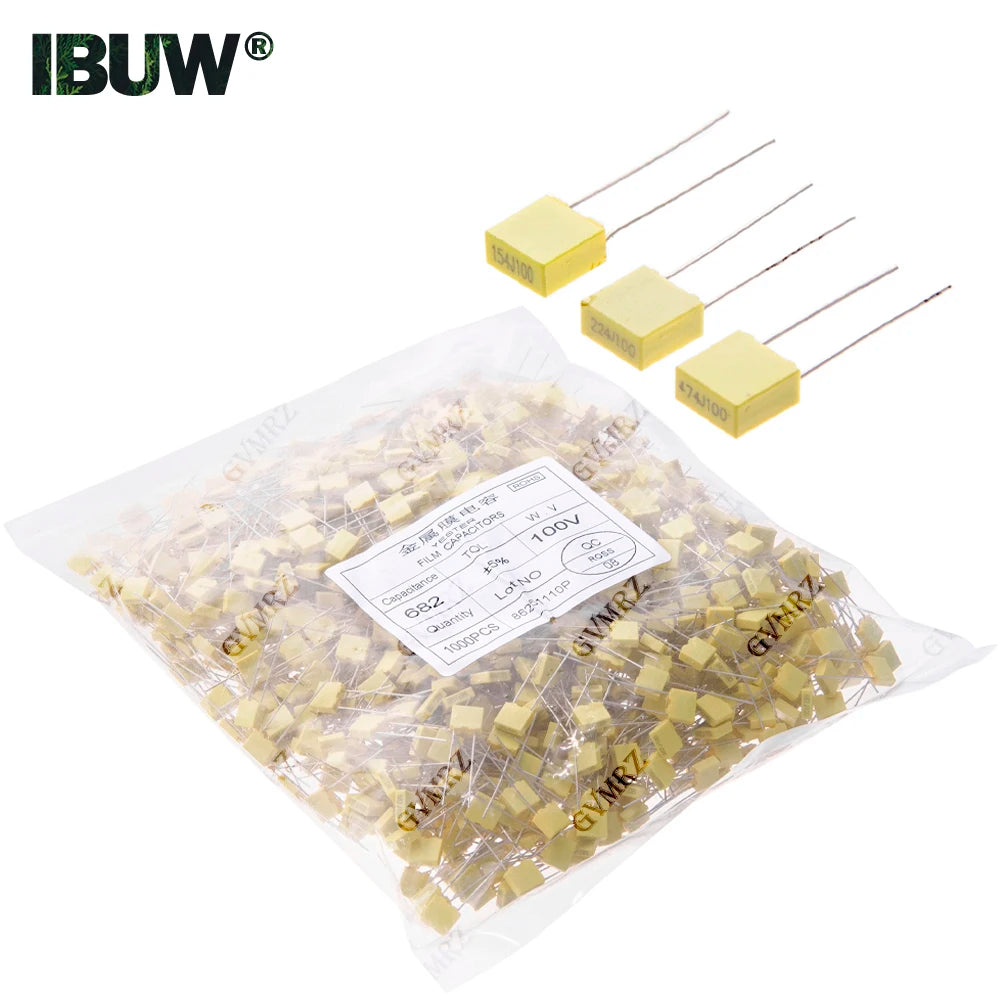 100pcs/1000pcs/20pcs 102J152J 222J 332J 472J 682J 103J Metal film capacitor 1NF 1.5NF 5NF 22NF 47NF 100NF 220NF capacitor