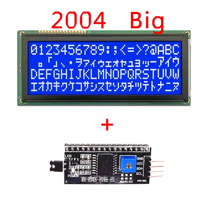 1Lot 5V 2004 LCD Module Blue/Yellow Color Big Size Dimension 20X4 HD44780 ST7066 EQV Chip Parallel 2004L Display IIC I2C Port
