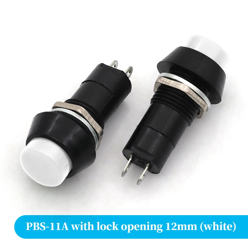 2PCS PBS-11A PBS-11B 12mm self-locking Plastic Push Button Switch Latching Switchs 3A 250V AC 2PIN