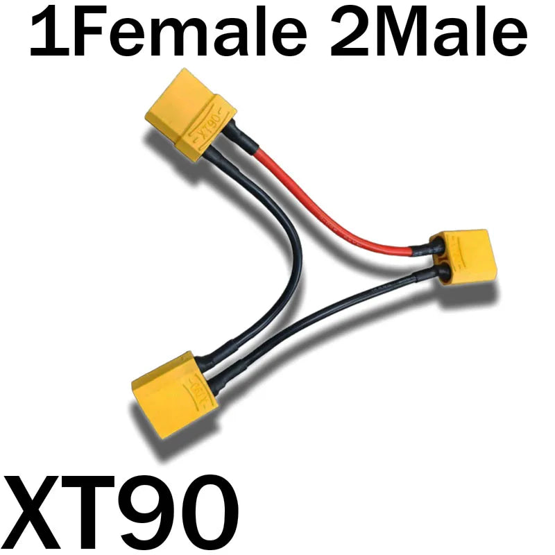 XT90 Connector Male to Female Battery Adapter Series Y Shape Rc Helicopter Connection Cable 14AWG 10CM Heat-Resistant Silicone 