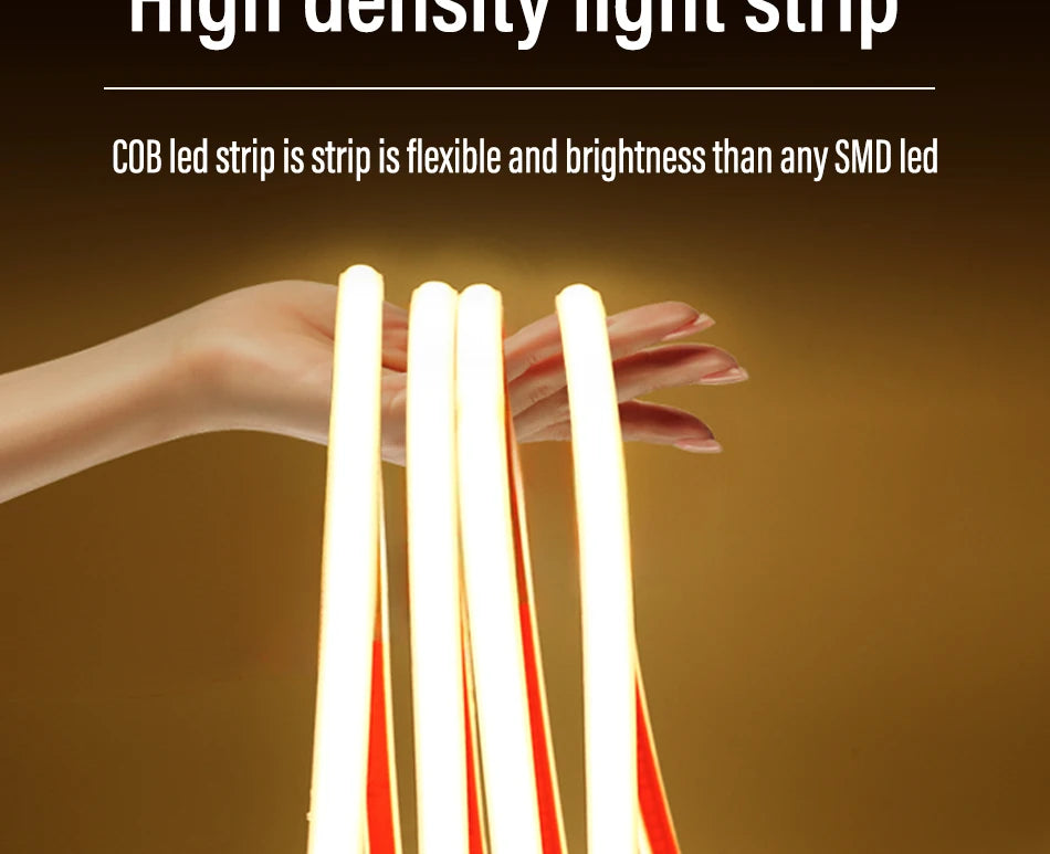 220V COB LED Strip Light High Bright Switch/Dimmable US 110v EU Plug Neon Tape Kitchen Cabinet  lighting Waterproof garden