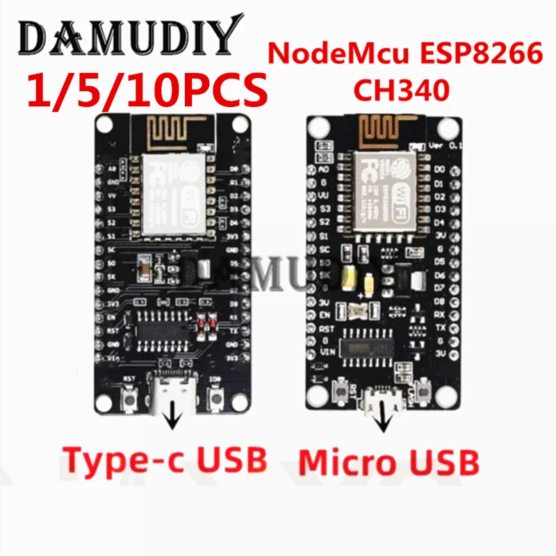 1-10pcs/ESP8266 NodeMCU LUA CH340 ESP-12E WiFi Internet Development Board 4M Flash Serial Wireless Module for Arduino Type-c usb