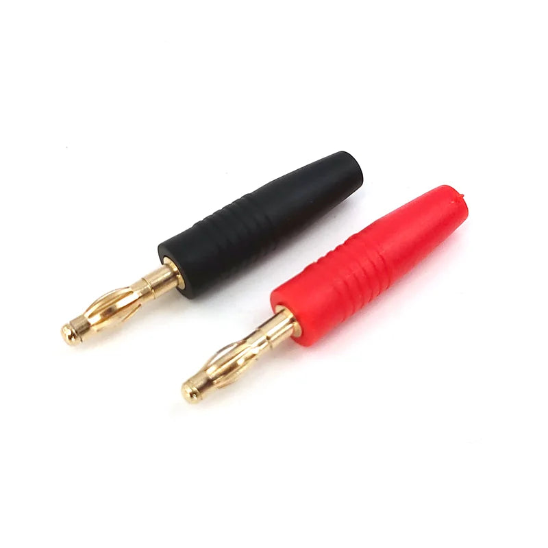 4pcs 4mm Goldplated Full Copper Banana Insulated panel plug Musical Speaker Connector Black and Red