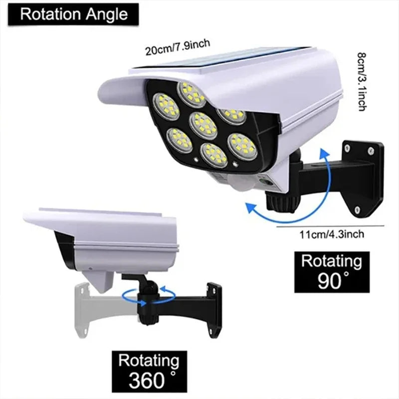 1-2Pack 77LED Solar Motion Sensor LED Light Outdoor Dummy Camera Wireless Security Flood Light Waterproof Lamp For Home Garden