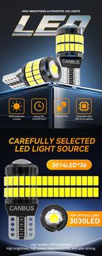Upgraded 2/10x T10 W5W LED Canbus No Error 168 194 Bulb 3030 smd Car Interior License Plate Reading Door Lamp 12V 6000K White
