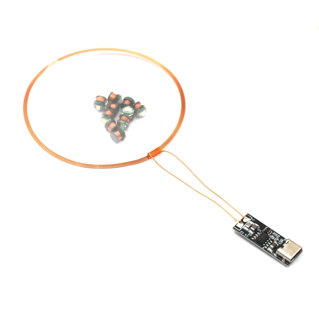 70mm USB Wireless Power Supply Transmitter Coil Charging Module + 10pcs Wireless Led Receiver Lamp Lighting Light Toy Mode