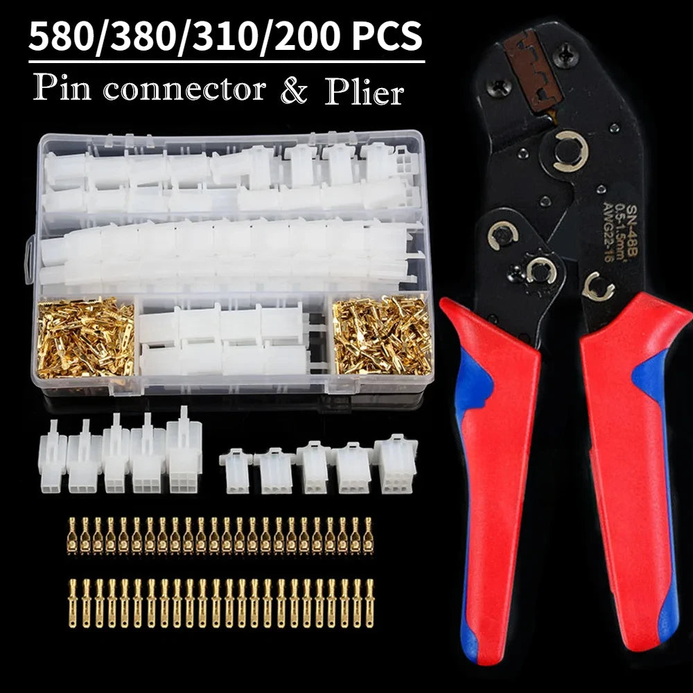 200/310/380/580Pcs 2.8mm Wire Connector Plier 2/3/4/6/9P Car Electrical Male Female Terminal Assorted Kit  Automotive Motorcycle