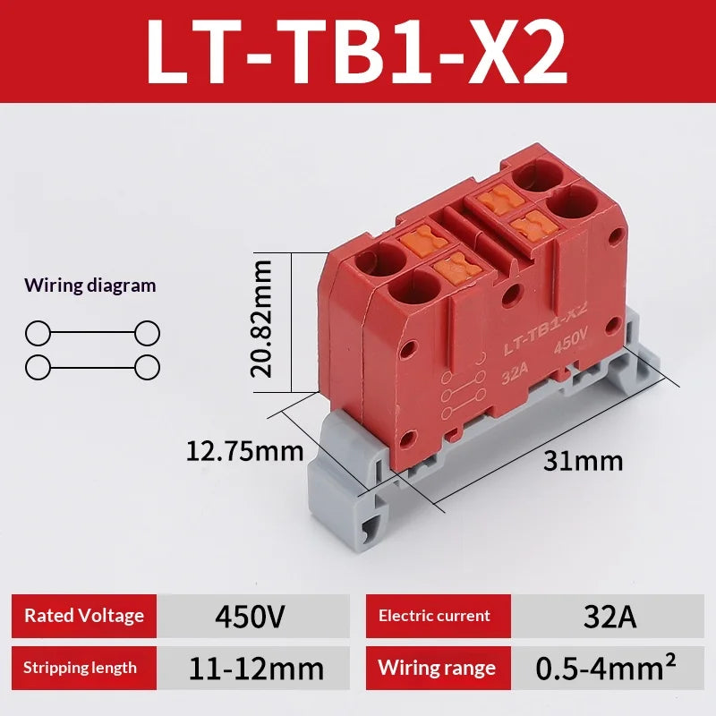 Push-in Terminal Block Multiple In Out Terminal Quick Connection of Wires Din Rail Wire Connector Universal Junction Box TB1-X6D