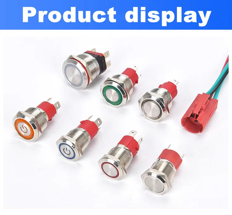 10A 15A 20A waterproof high current metal button switch 16MM19MM22MM automotive LED self-locking reset switch 3V5V6V12V24V220V