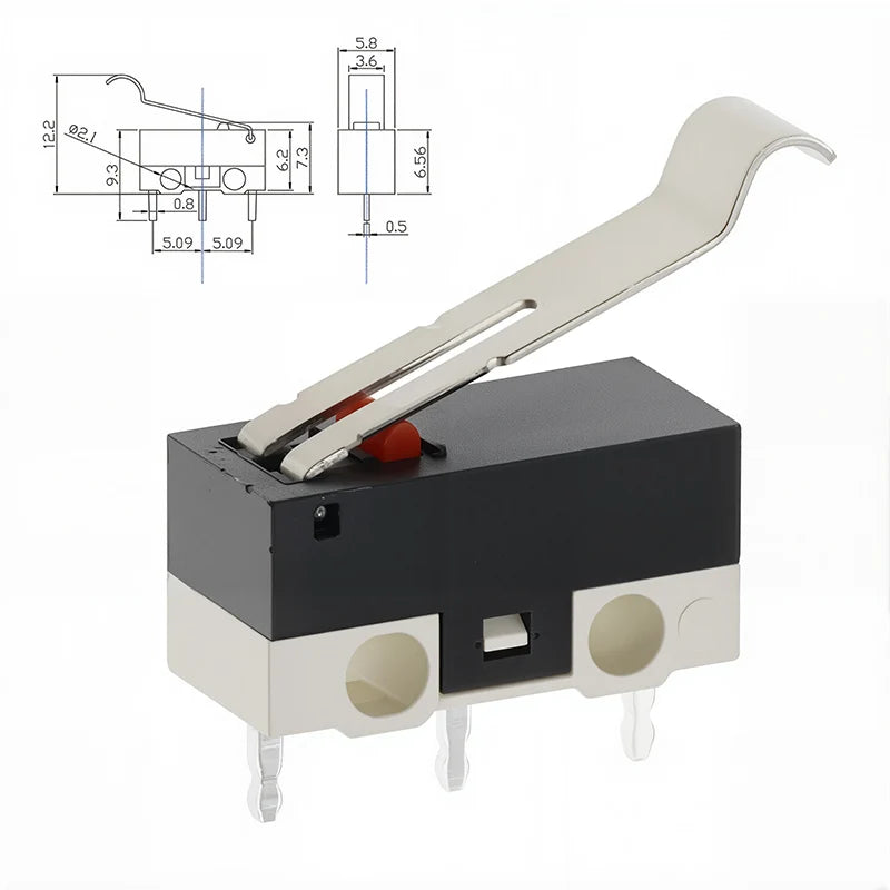 20PCS Mini Micro Limit Switch C NO NC 3 Pins PCB Terminals SPDT 1A 125V Roller Arc Lever Snap Action Push Micro Mouse Switches