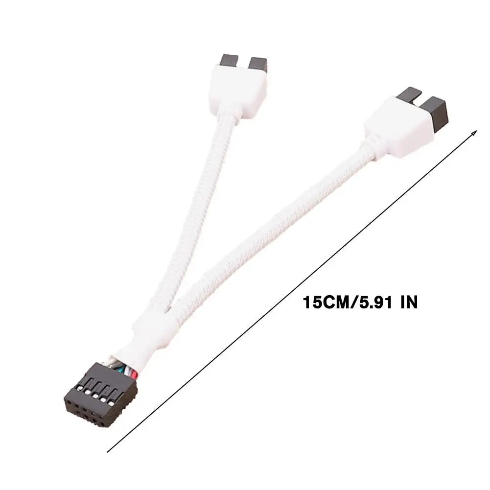 Motherboard USB Extension Cable 9 Pin 1 Female To 2 Male Y Splitter Audio HD Extension Cable Desktop 9 Pin USB2.0 HUB Connector