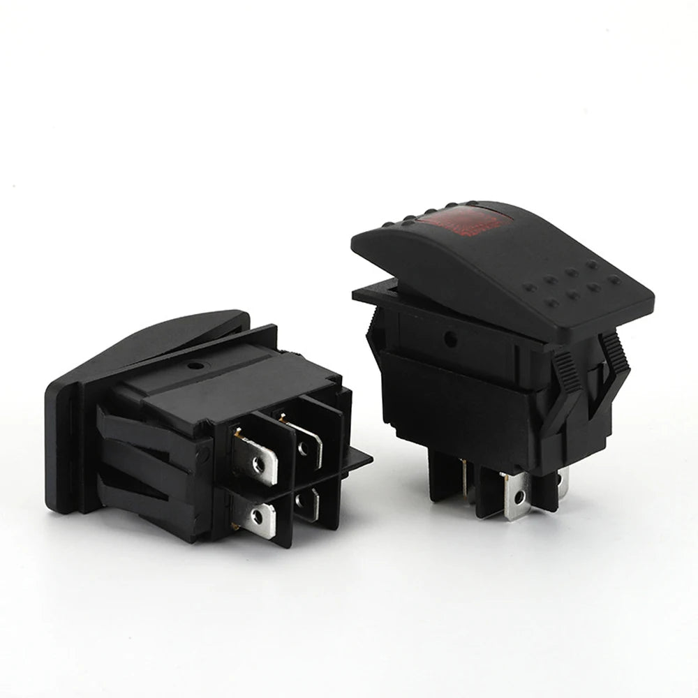 ABILKEEN KCD2 Rocker Marine Switch DC12-24V ON-OFF Latching Toggle Rocker Push Button with LED Illuminate 4-Pin Terminal
