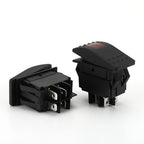 ABILKEEN KCD2 Rocker Marine Switch DC12-24V ON-OFF Latching Toggle Rocker Push Button with LED Illuminate 4-Pin Terminal