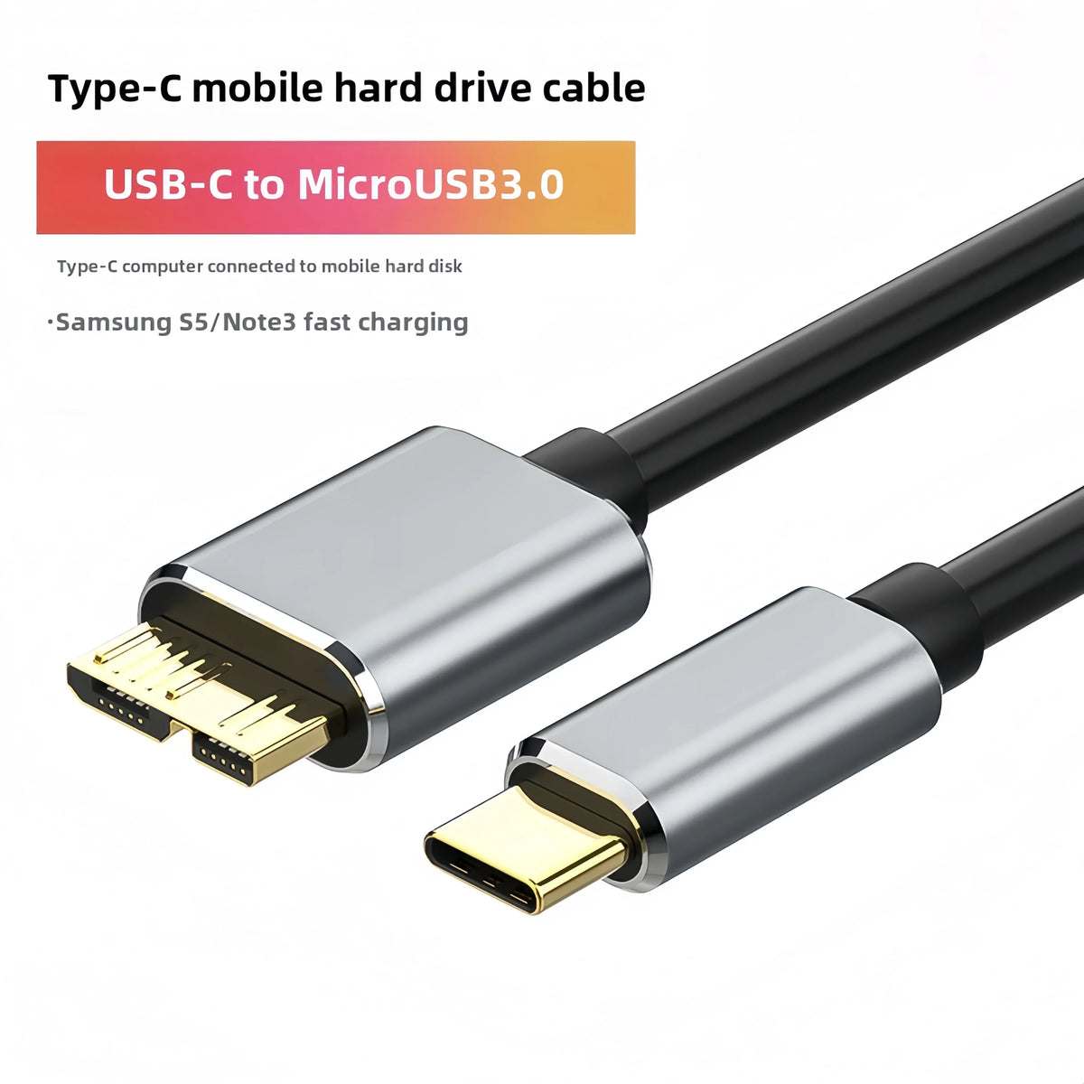 USB C to Micro B Cable 3.0(5Gbps),Type C Male to Micro B Female,for External Hard Drive/SSD (Toshiba,WD,Seagate),MacBook,Laptop