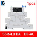 LCTC 1PCS SSR Solid State Relay DIN Rail Slim Relay Module SSR-41FDD SSR-41FDA DC To AC DC To DC 6A Non-contact Relay With LED