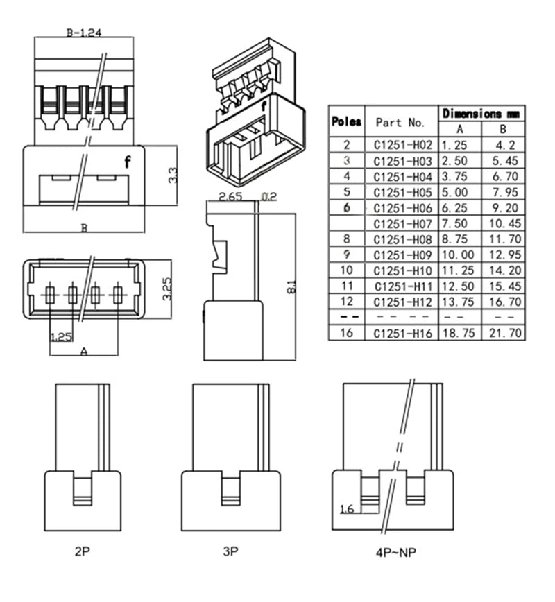 10pcs Mx1.25 To Ph2.0mm Terminal Wire Adapter Cable SH 1.25 Female To 2.0mm Male Connection Cable 2p 3p 4p