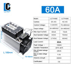 LCTC Three Phase Solid State Relay SSR Zero Cross 3-phase Load Relay 3-32VDC Control With Radiator 380V10A 25A 40A 60A 80A 100A