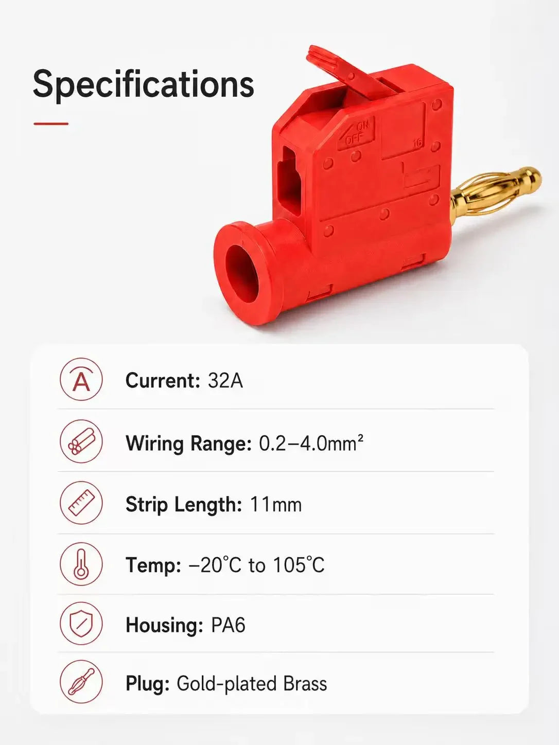 32A 4mm Solderless Stackable Banana Plug Lever Type Quick Wire Connector High Current Gold Plated Brass for Speaker Amplifier