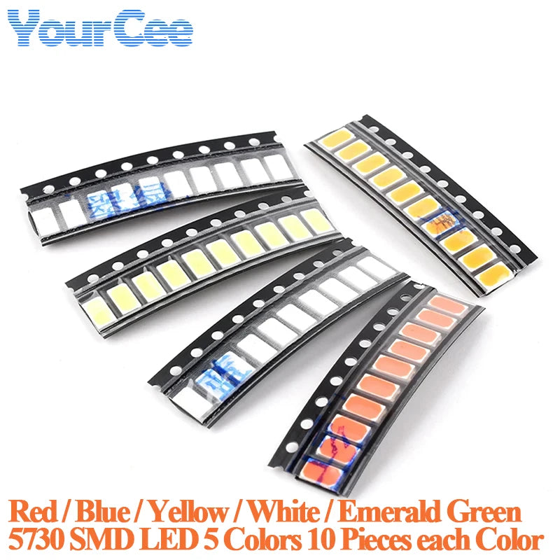 50pcs-390pcs SMD LED 0402 0603 0805 1206 3528 2835 5050 5730 Diode Red Blue Yellow White Green Orange Purple Pink