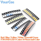 50pcs-390pcs SMD LED 0402 0603 0805 1206 3528 2835 5050 5730 Diode Red Blue Yellow White Green Orange Purple Pink