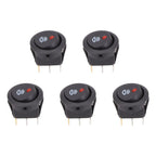 5Pcs Black On-OFF Rocker Switch Set Round DC 12V 20A Red Led Fog Light Lamp Symbol Car Van Truck Boat Rocker Switch
