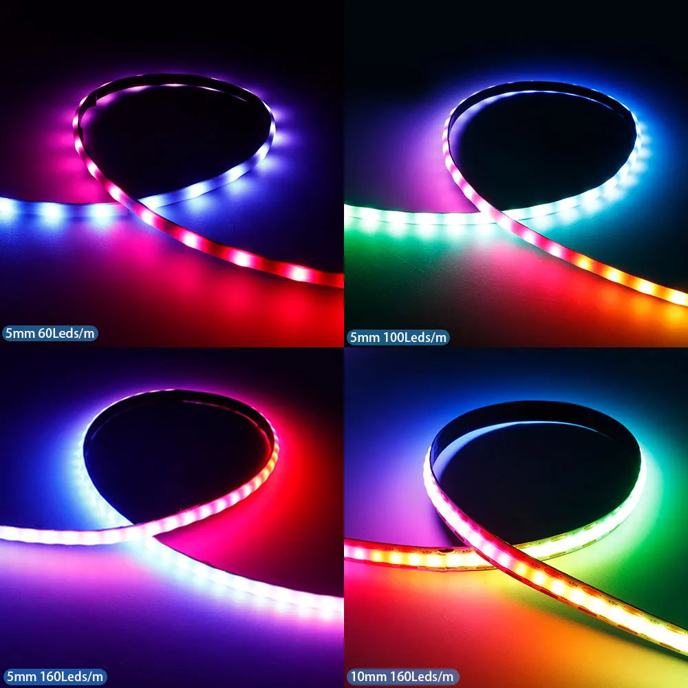 WS2812B RGBIC COB LED Strip WS2812 High Density Individually Addressable 60/100/160Leds/m Smart Dream Color COB Led Light DC5V
