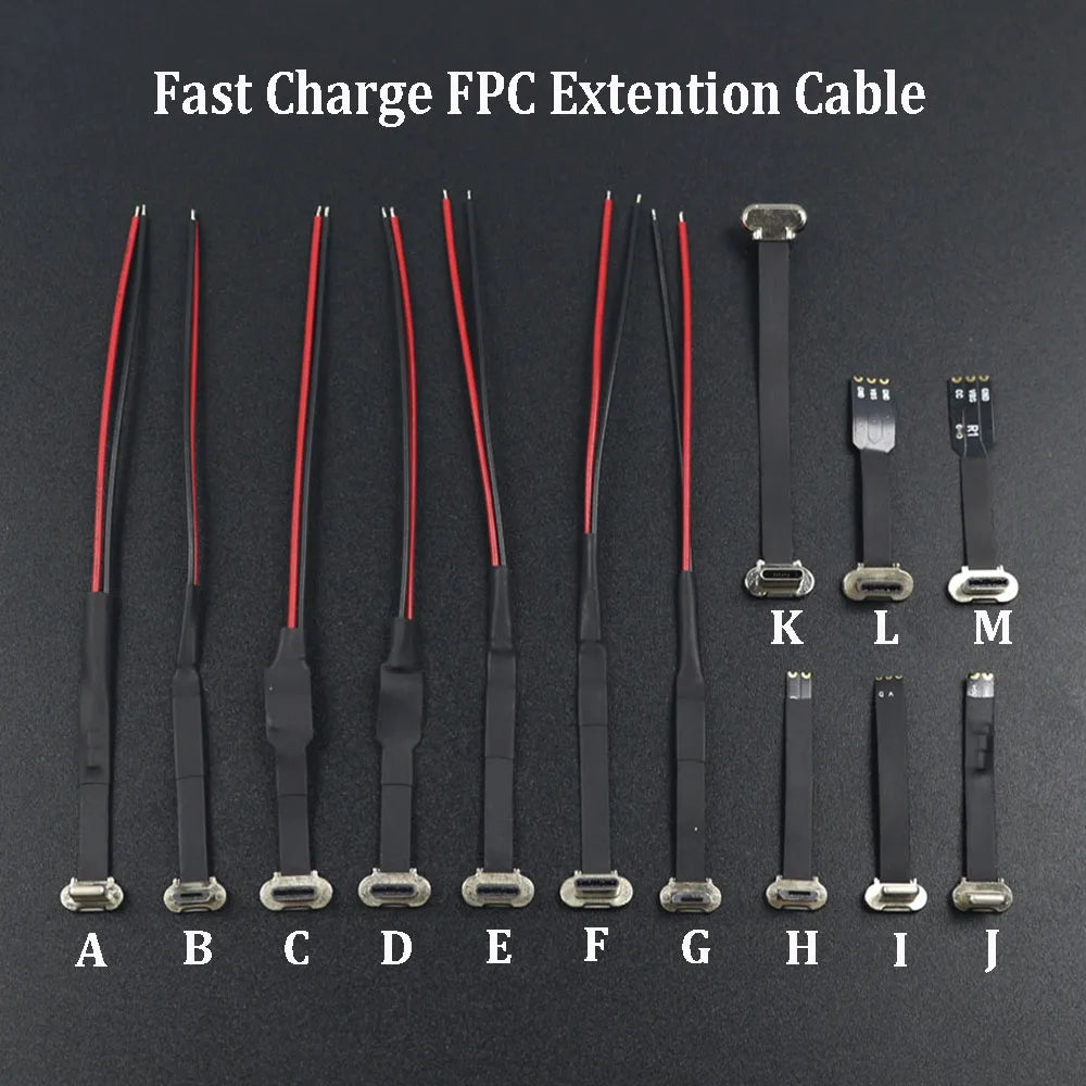 1PC Type-C Micro USB Connector FPC 2Pin 3Pin R1 EK Decryption Welding Wire Flat Cable Male  Fast Charge Wire Extention For Phone