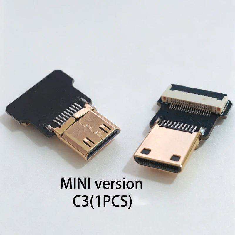 1PCS Ribbon FPV HDMI-Compatible Connector Flexible Flat Cable Raspberry Pi 4 Micro HDMI to HDMI/Mini HDMI Female 90 Degree FFC