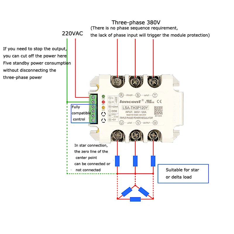 15A-40A Three-phase AC Voltage Regulating Module With Heat Sink And Fan Power Regulator Thyristor Solid State Relay Dimming