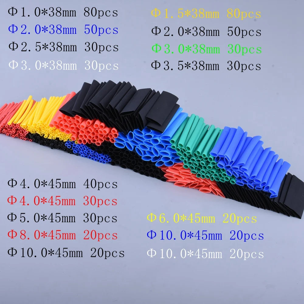 127-800pcs Heat-shrink Tubing Thermoresistant Tube Heat Shrink Wrapping Kit Electrical Connection Wire Cable Insulation Sleeving