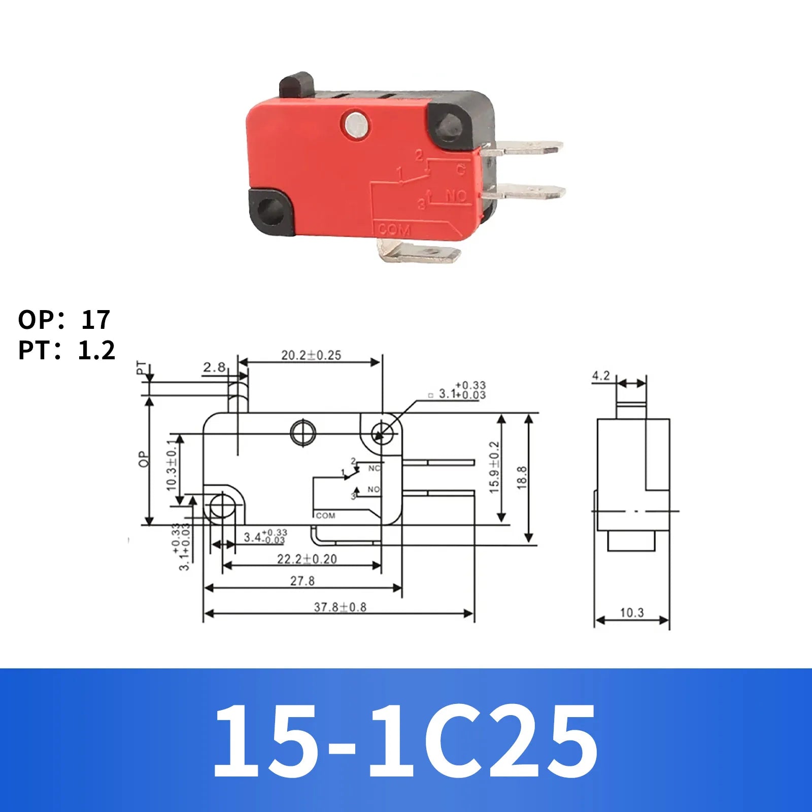 10Pcs Hinge Roller Lever Arm SPDT 1NO 1NC Snap Action Micro Switch,250W ~1500W optional.Lead Limit Switch