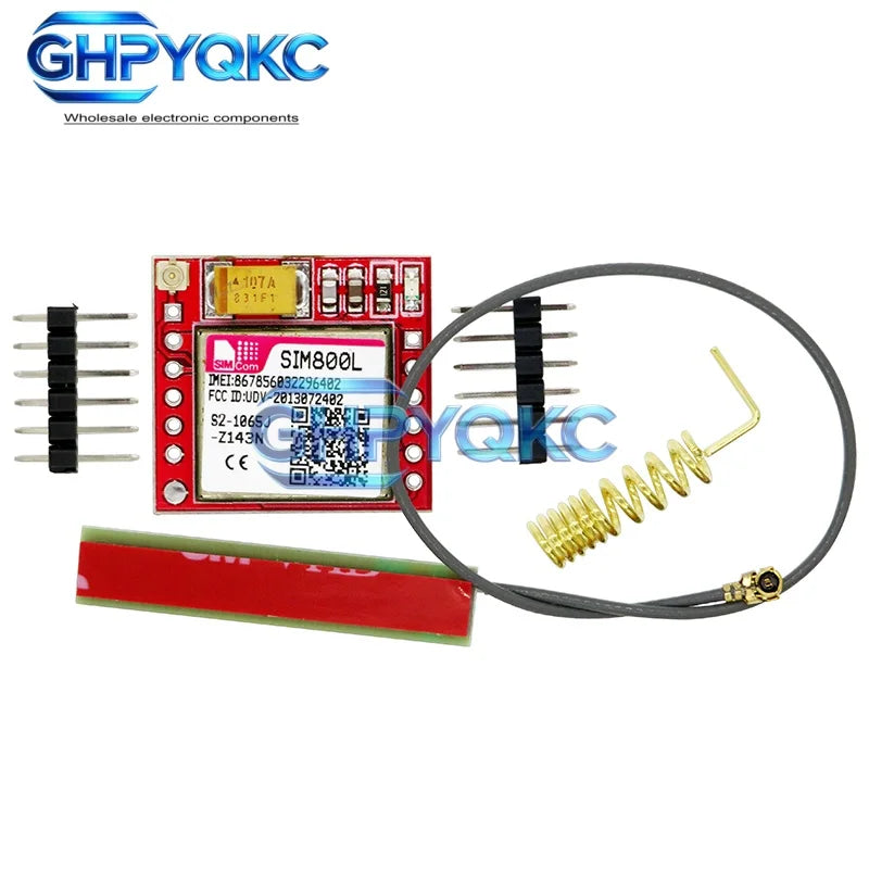 GHPYQKC Smallest SIM800L GPRS GSM Module Micro SIM Card Core Board Quad-band TTL Serial Port for arduino