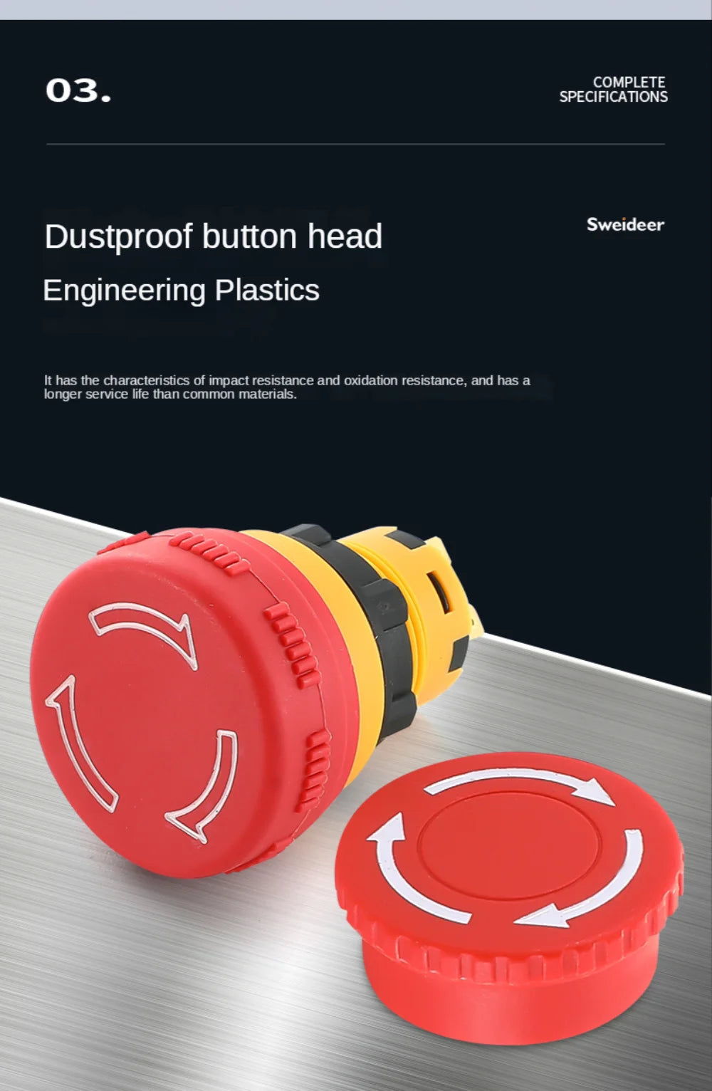 16mm Plastic Emergency Stop Switch Self Locking Latching Button Red Mushroom Head Switch for Equipment Lift Elevator Latching
