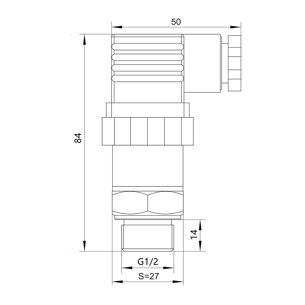 Water Oil Fuel Gas Air Pressure Transmitter G1/2 12-36V 4-20mA 0-10V 0-600bar Optional Stainless Steel Transducer Sensor