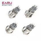 16MM 19MM 22MM Self-return Self-locking Waterproof DPDT Illuminated Metal Selector Knob Rotary Switch 2 3 Position LED Lamp Red