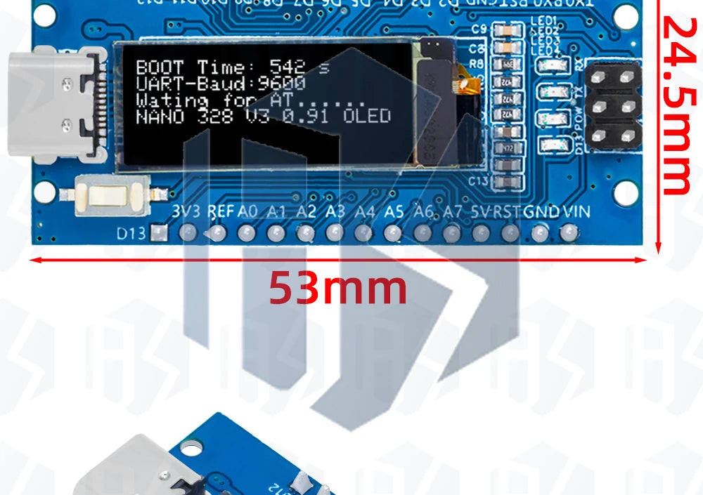 Nano V3.0 Development Board ATmega328P CH340C 0.91''white  OLED Display 128*32 For Arduino Nano V3.0 MINI USB