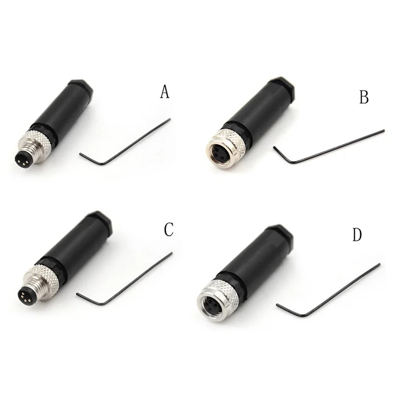M8 Waterproof Sensor Connector Flange Socket A Type male&female 3pin 4pin plug straight screw threaded coupling