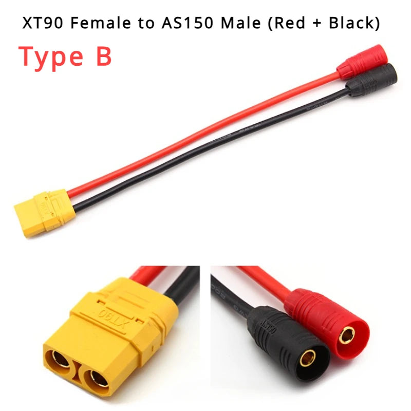 AS150 XT150 Male/Female To XT60 XT90 Plug DC Power Conversion Cable Connector 10AWG Silicone Wire Suitable for RC Batteries