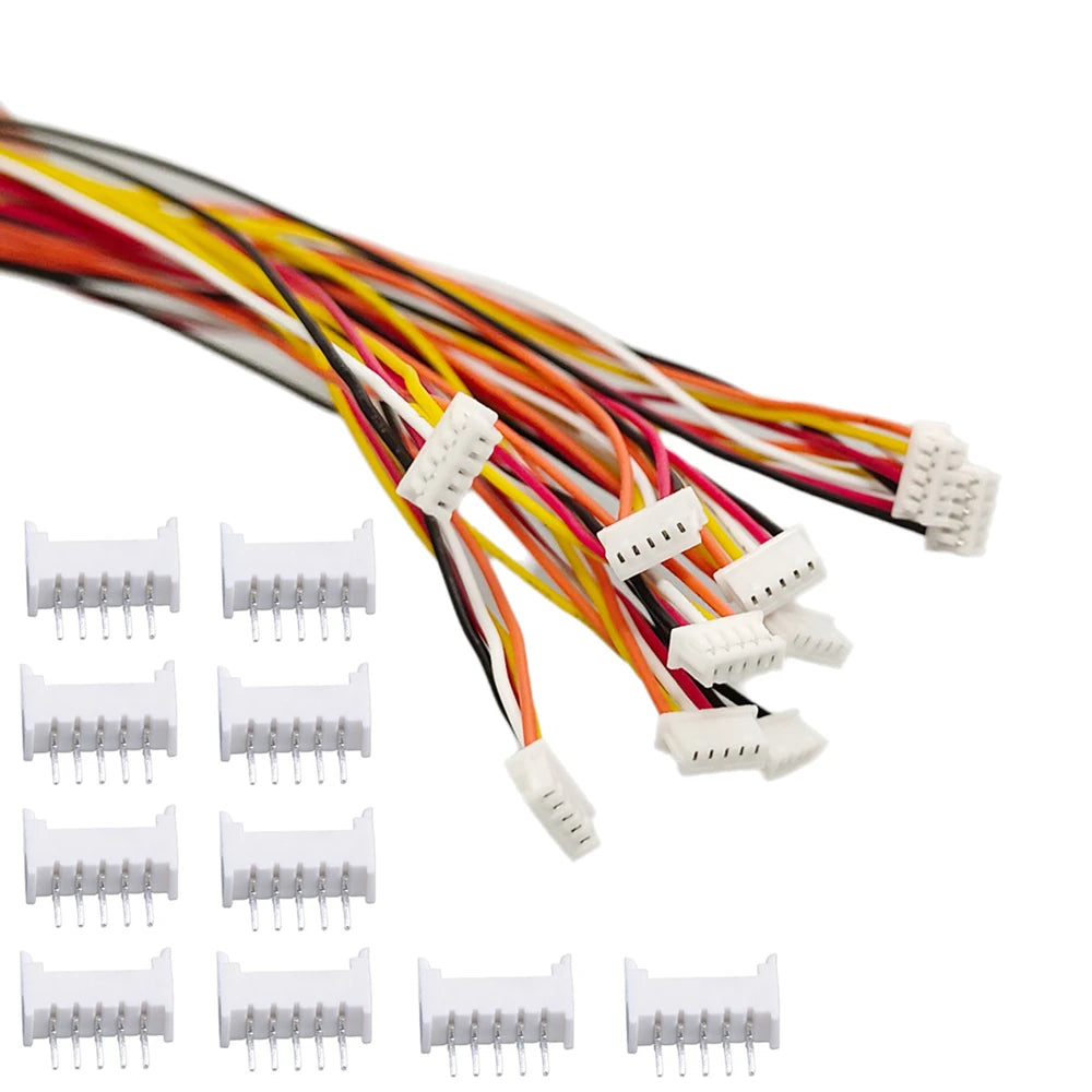 10 Sets JST 1.25mm Pitch Wire Connector Kit, Male/Female Plug & Socket Cable (2-10 Pin) with 28AWG Wire (10/20/30cm)